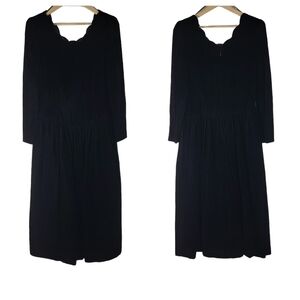 VTG Union Talbots NANCY Plus Size Velvet Party Dress Sz 14 Black Long Sleeve